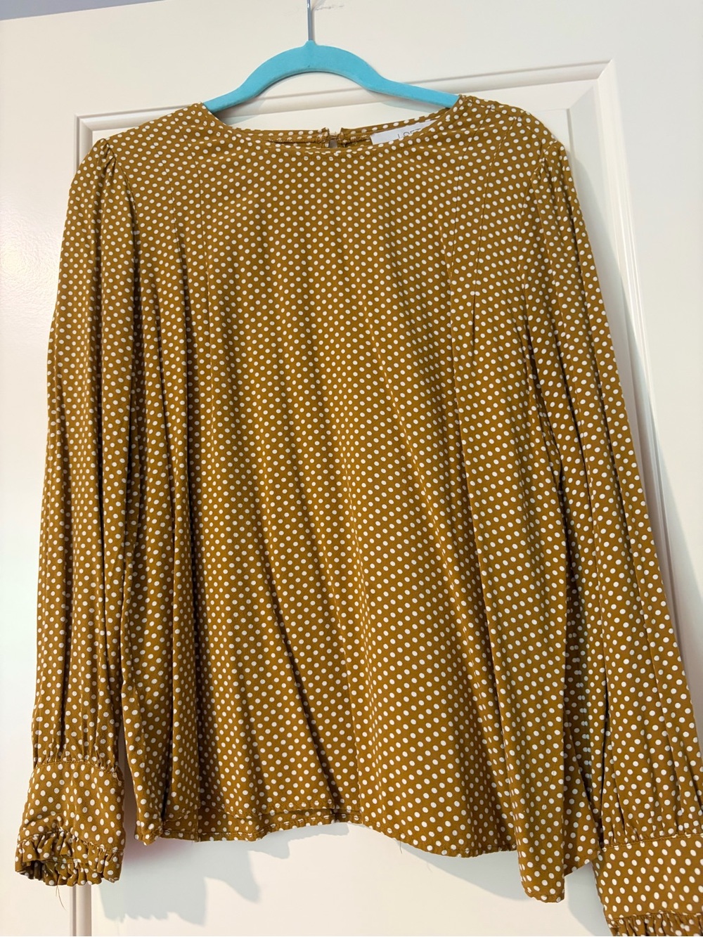 LOFT Mustard Yellow Polka Dot Long-Sleeve Blouse Size M